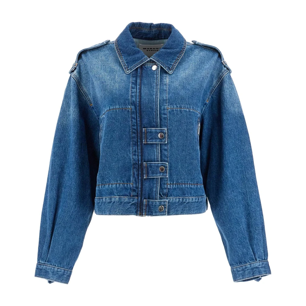 Isabel Marant Étoile Boxy Denim Jack met Epauletten Blue Dames