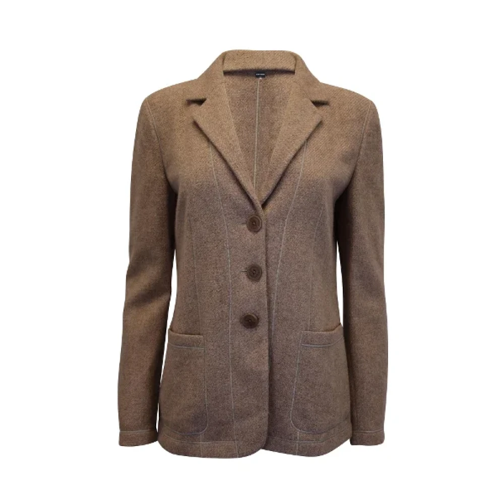 Armani Pre-owned Wool outerwear Brown Dames