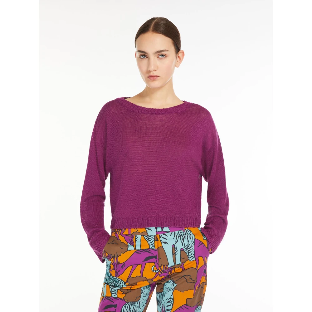 Max Mara Weekend Round-neck Knitwear Purple Dames
