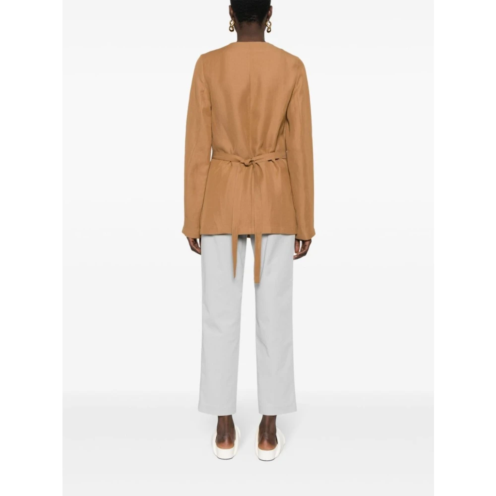 Fabiana Filippi Twill V-Hals Jas Zand Beige Dames