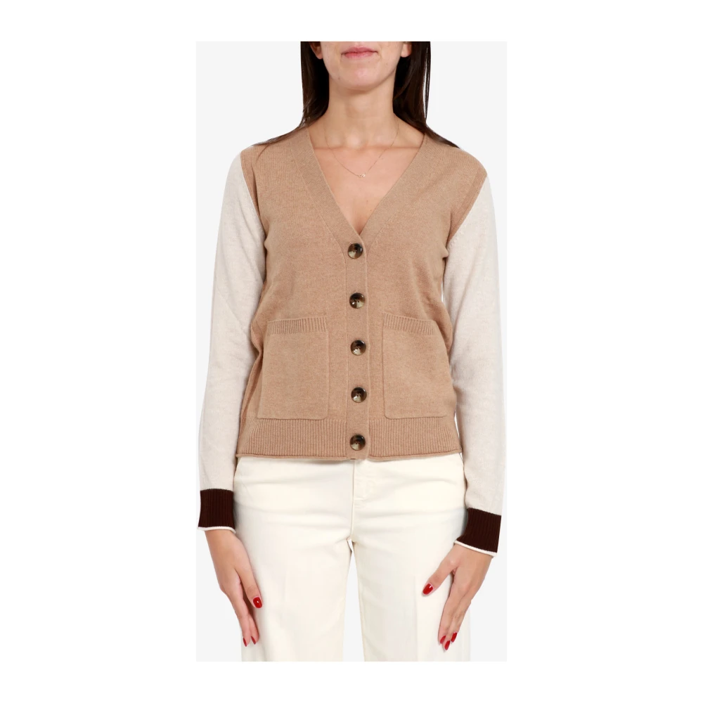 Pennyblack Kameelwol Kasjmier Trui Kleurblok Brown Dames