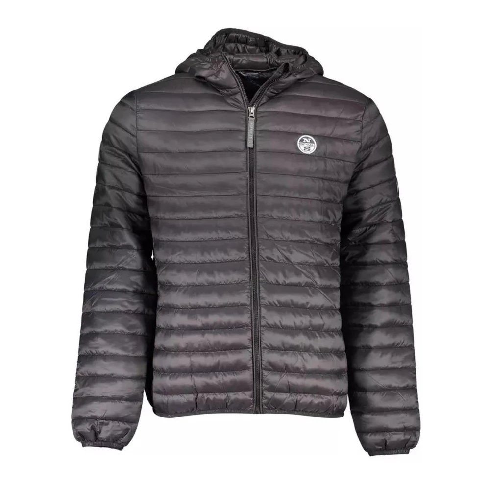 North Sails Men's Black Hooded Polyamide Winter Jacket With Pockets - Winter Jackets - L - Jackets