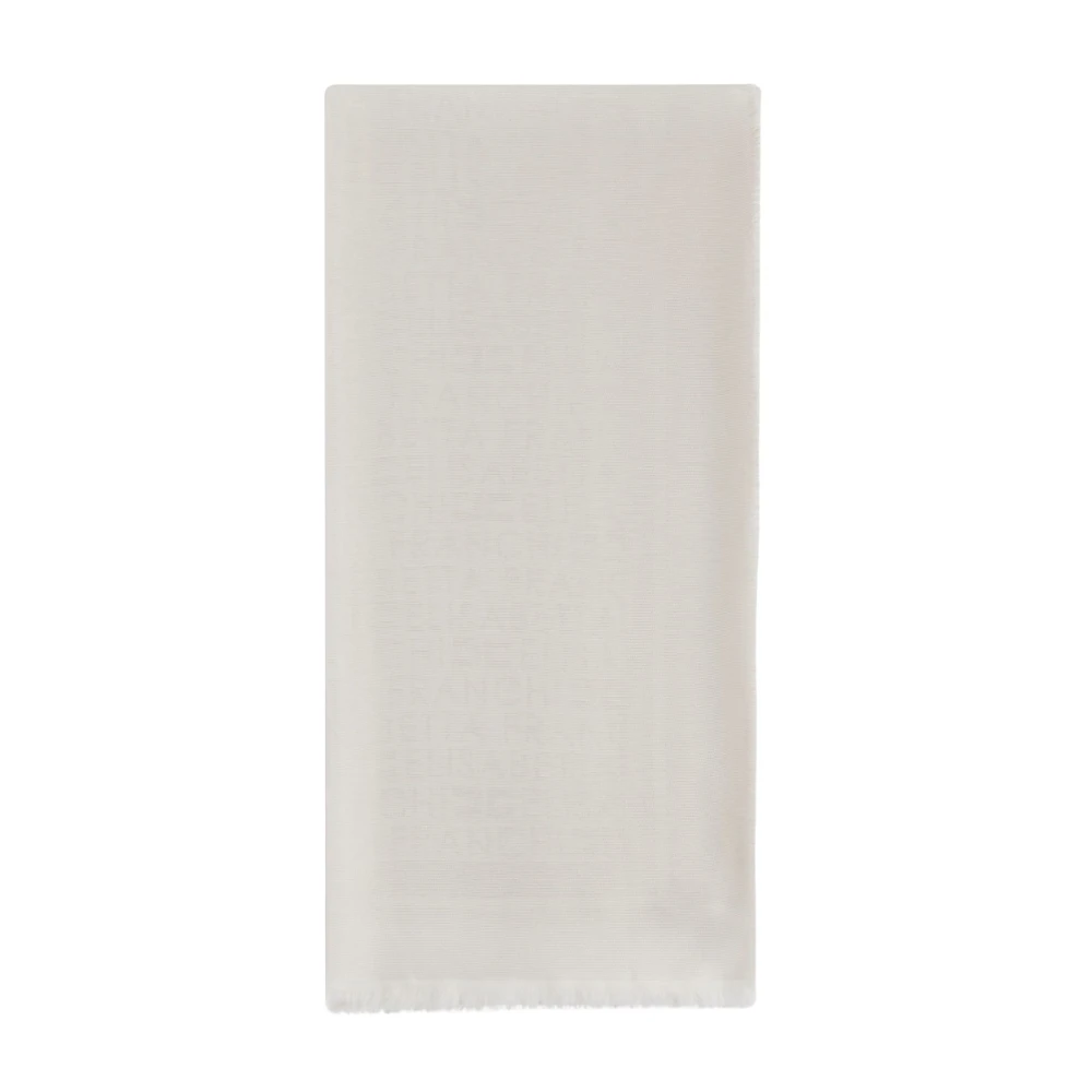 Elisabetta Franchi Lurex Jacquard Pashmina med fransade kanter White, Dam