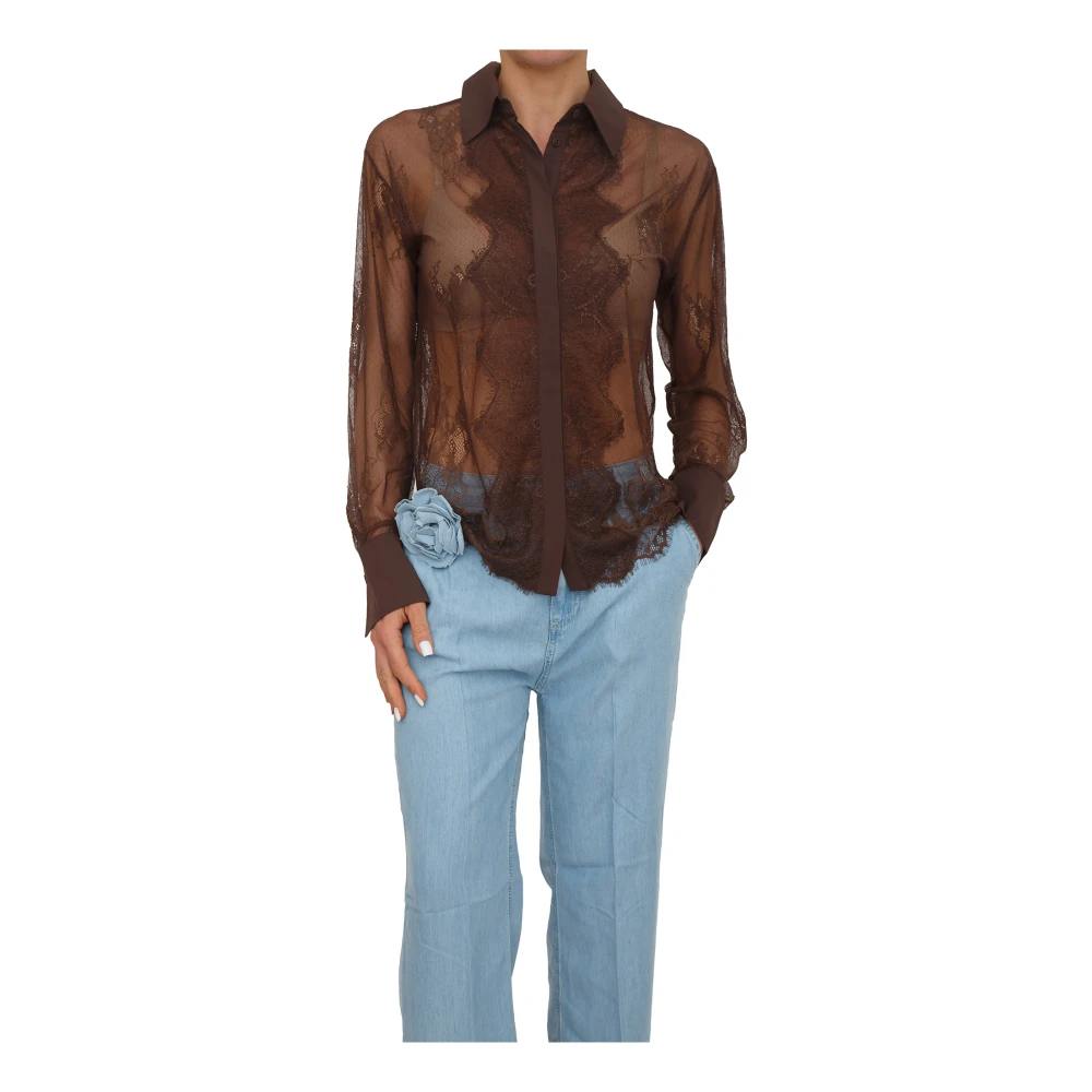 Blugirl Mujer Marrón - Camicia Reg M/L Pizzo - Blouses & Shirts - M - Camicia Reg M/L Pizzo