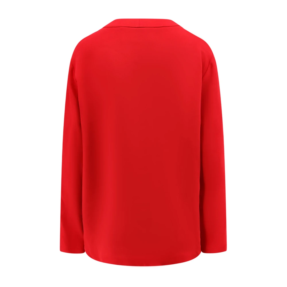 Valentino Rode Zijden V-Hals Shirt Aw24 Red Dames