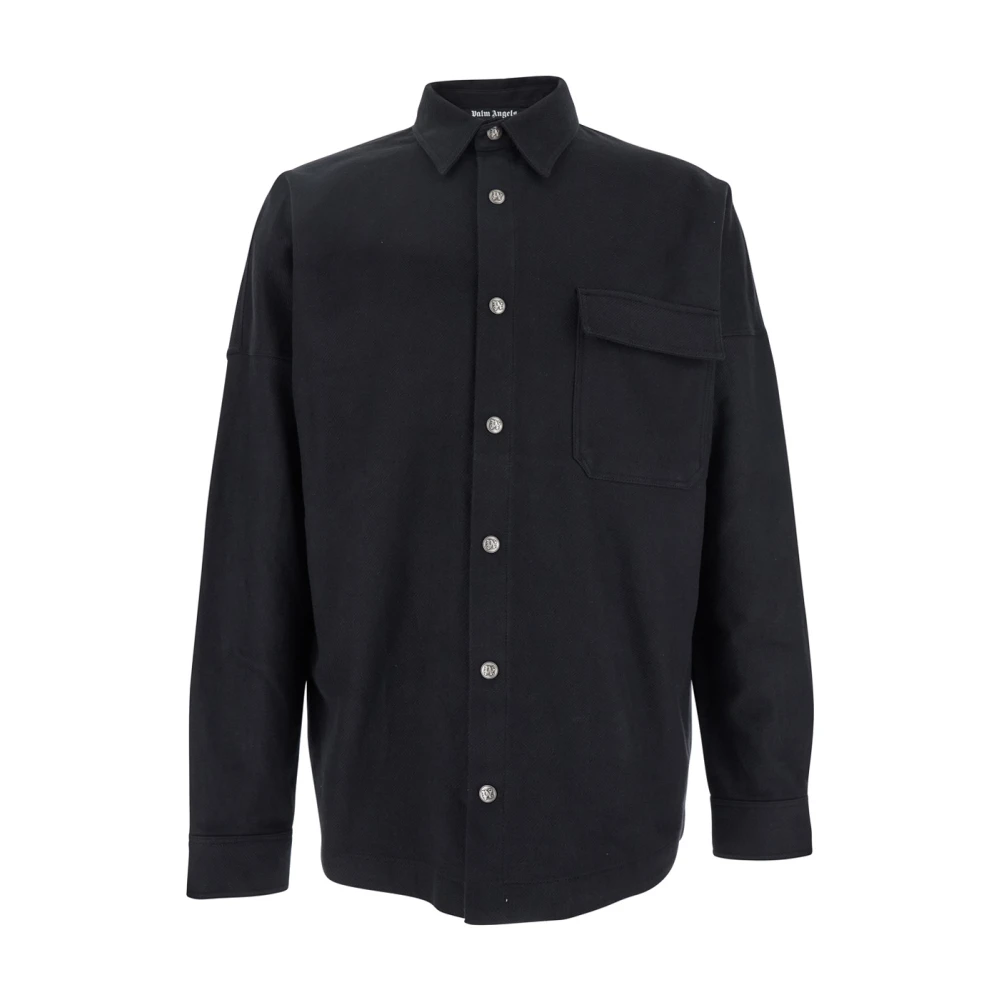 Palm Angels Zwart Logo Oversized Katoenen Shirt Black Heren