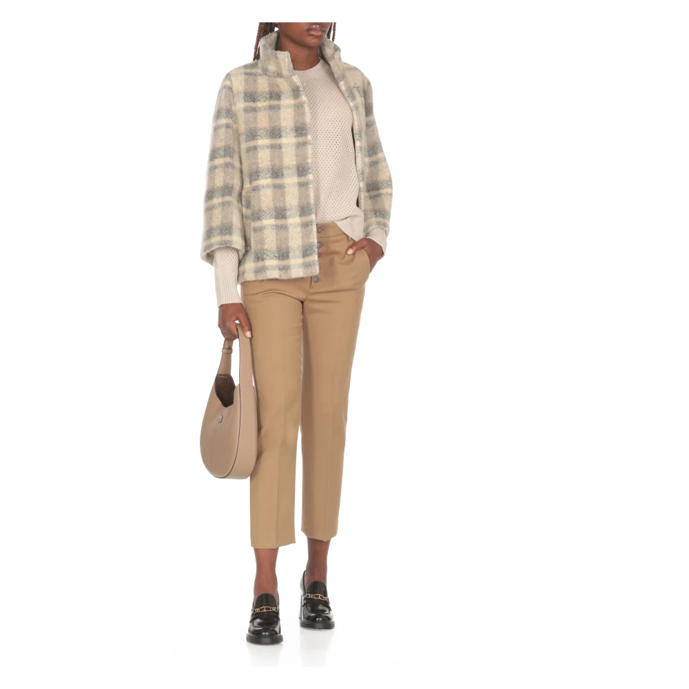 Fay Beige Wol Alpaca Jas Hoge Hals Beige Dames