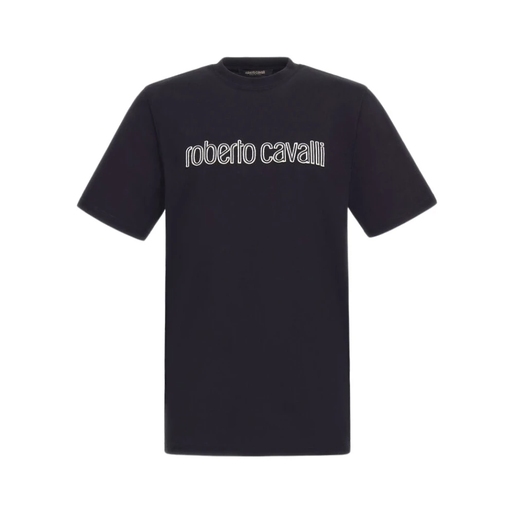Roberto Cavalli Black T-Shirts, Male, Xl, Logo T-Shirt Made In Italy
