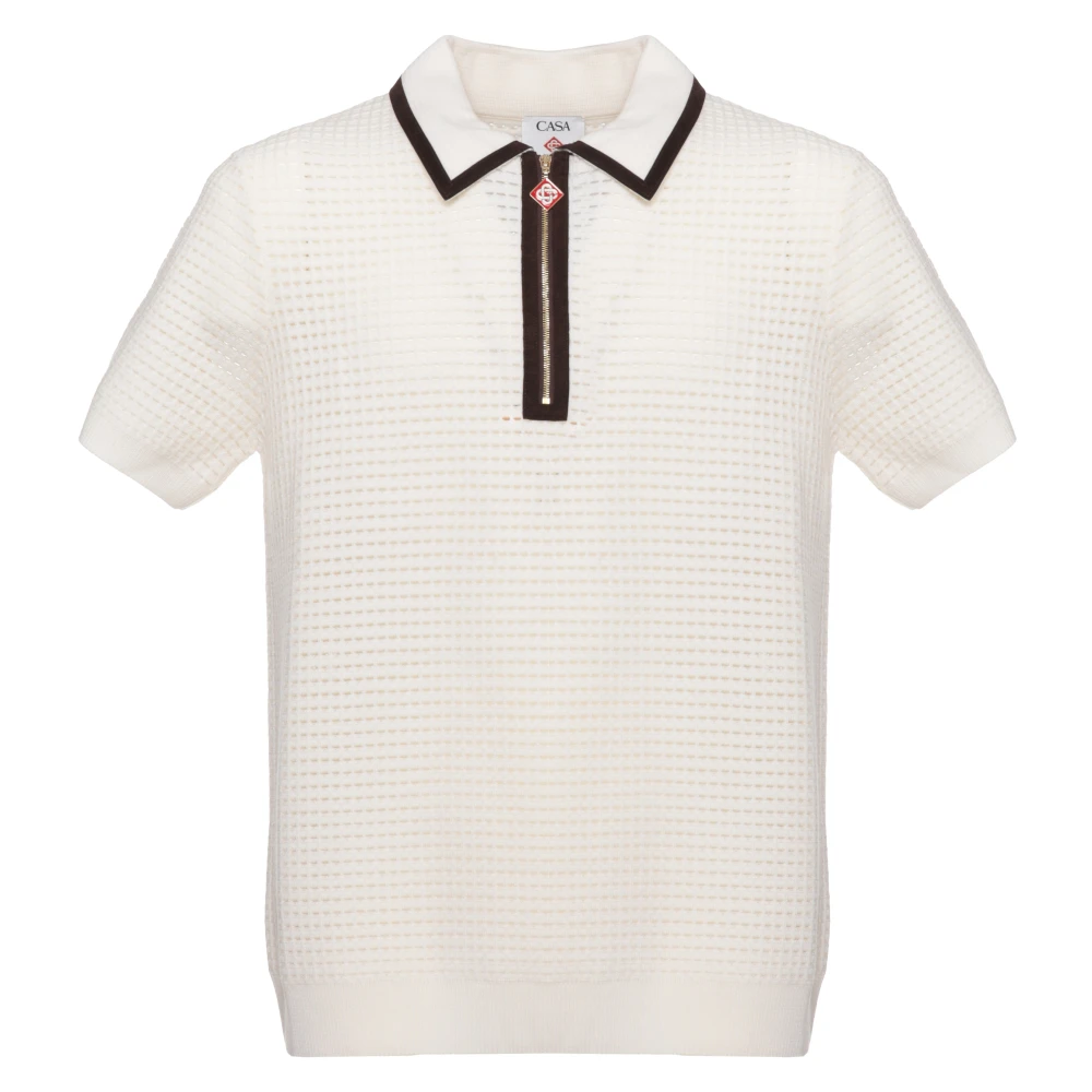 Casablanca Waffle Stitch Polo Shirt - Male - Polo Shirts - White - L - Tops