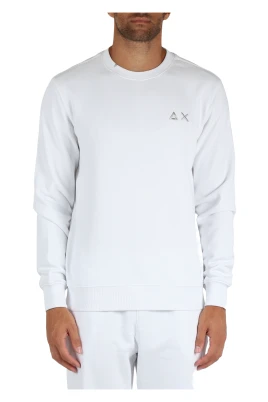 Broderad crewneck sweatshirt med ribbade muddar