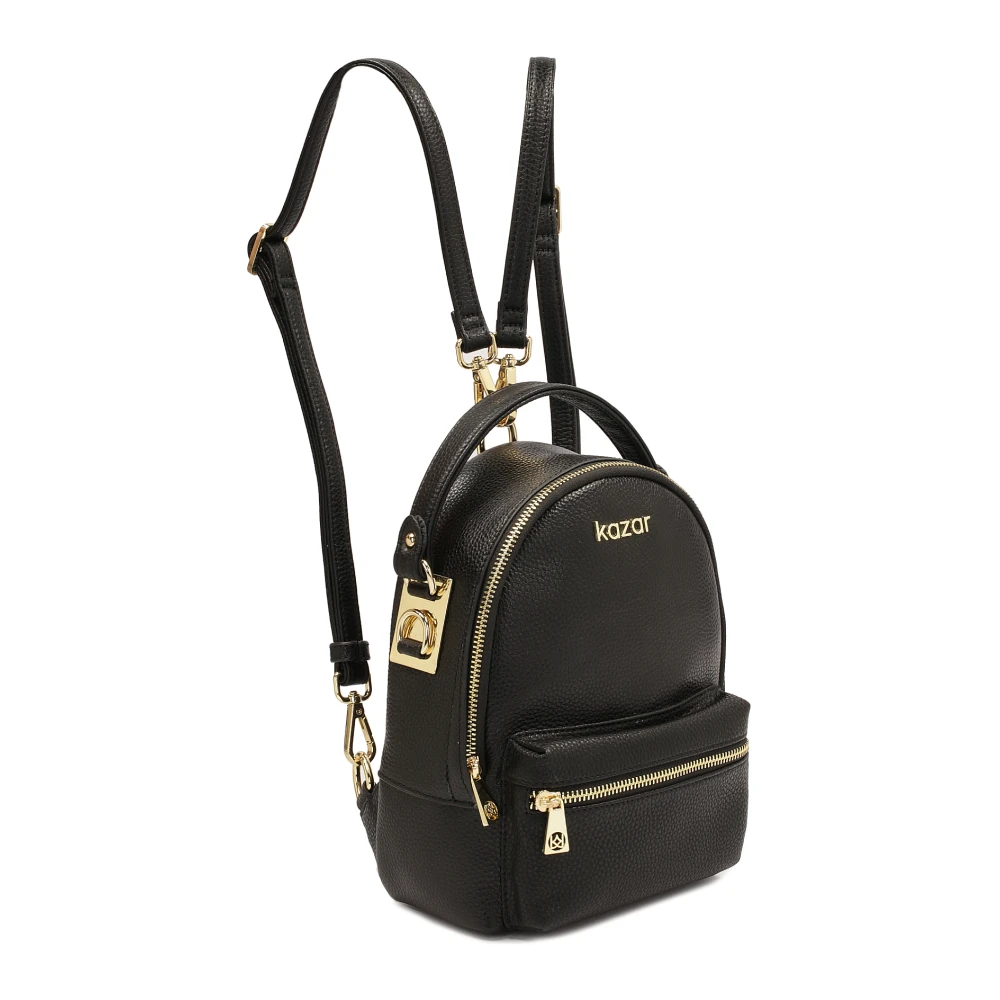 Kazar Zwarte leren 2-in-1 rugzak Black Dames