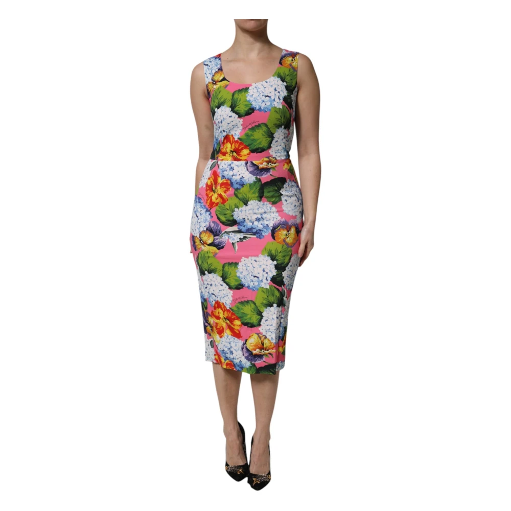 Dolce & Gabbana Women's Multicolor Midi Dresses, 2XS, Floral Sleeveless Sheath Midi Dress