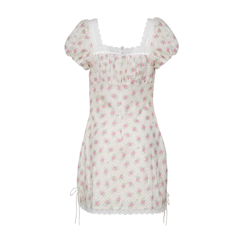 For Love & Lemons Boho Kant Jurk Wit Roze Multicolor Dames