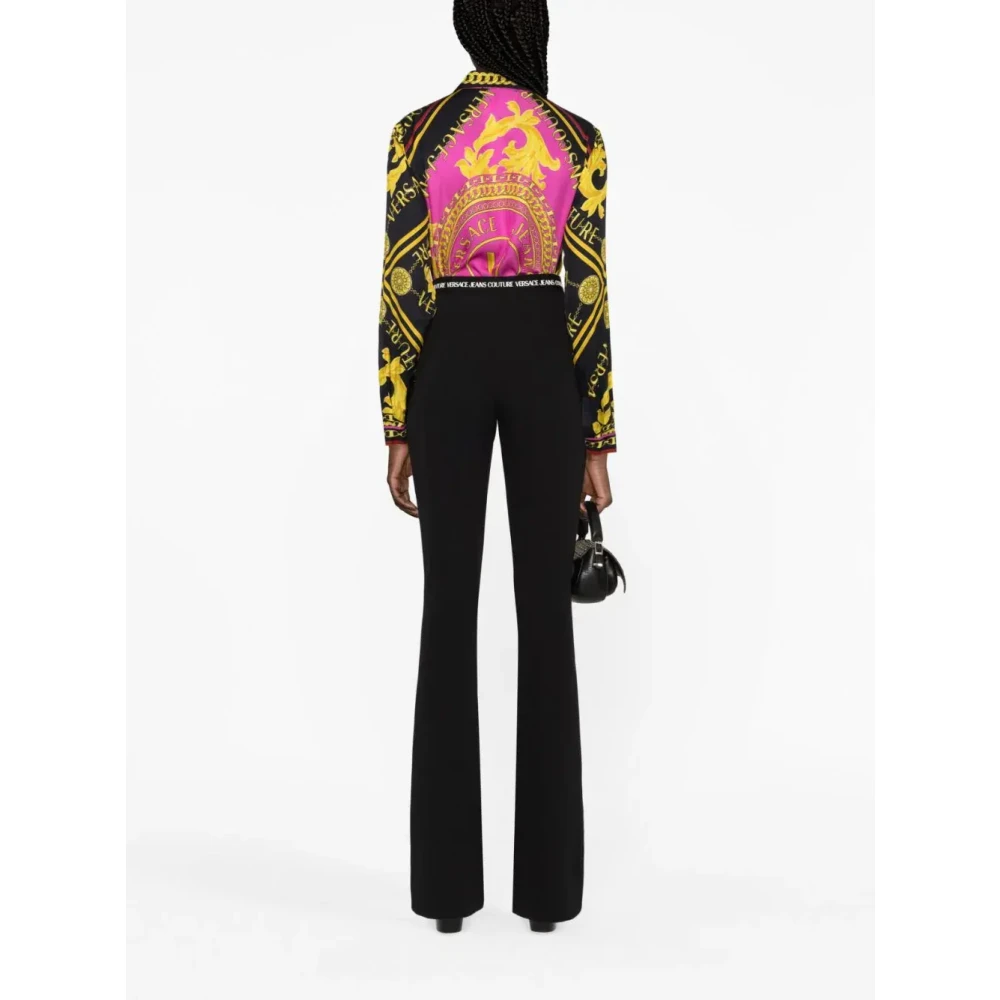 Versace Jeans Couture Zwarte Gouden Roze Blouse met Ketting Multicolor Dames
