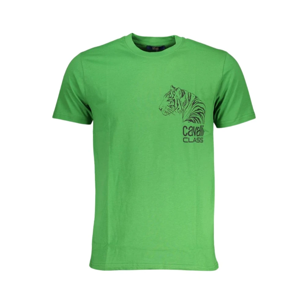 Cavalli Class Groen Katoen Logo Print T-Shirt Green Heren