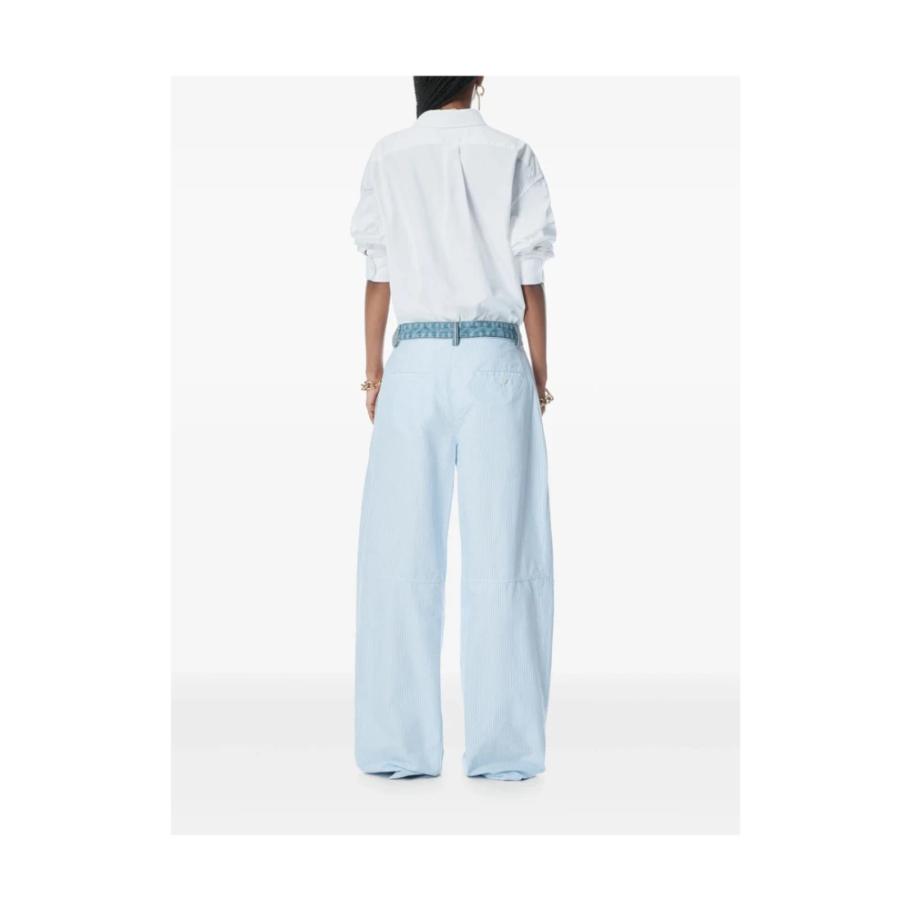 T by Alexander Wang Blauwe Geborduurd Logo Voorste Knoop Jeans Blue Dames