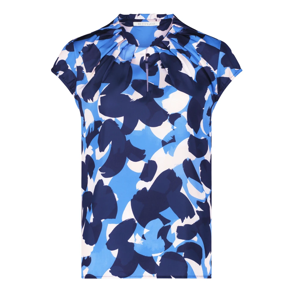Betty & Co Blouse met korte mouwen en knoopdetail Blue Dames