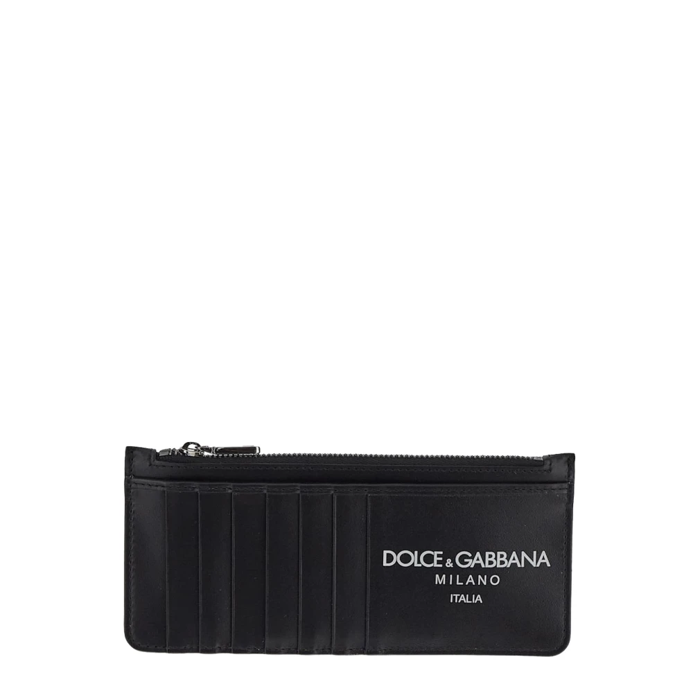 Dolce & Gabbana Verticale kaarthouder met logo Black Heren