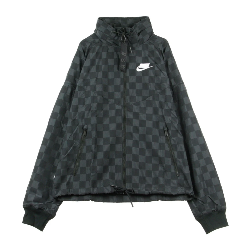 Nike Geruite Windbreaker Jas in Zwart Wit Gray Heren