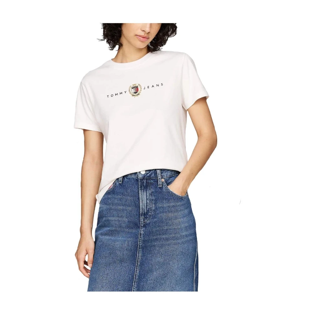 Tommy Hilfiger Geborduurd Crest T-shirt White Dames