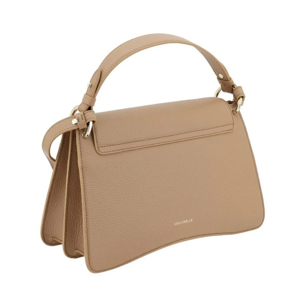 Coccinelle Schoudertas van generfd leer met magnetische klep Beige Dames