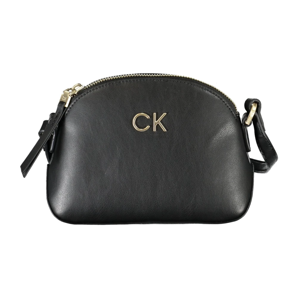Calvin Klein Zwarte Schoudertas met Ritssluiting Black Dames