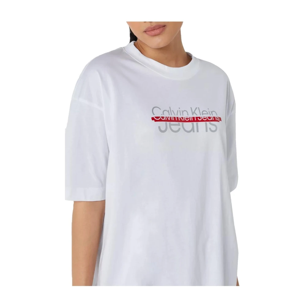 Calvin Klein Verstoord Logo Oversized Tee White Dames