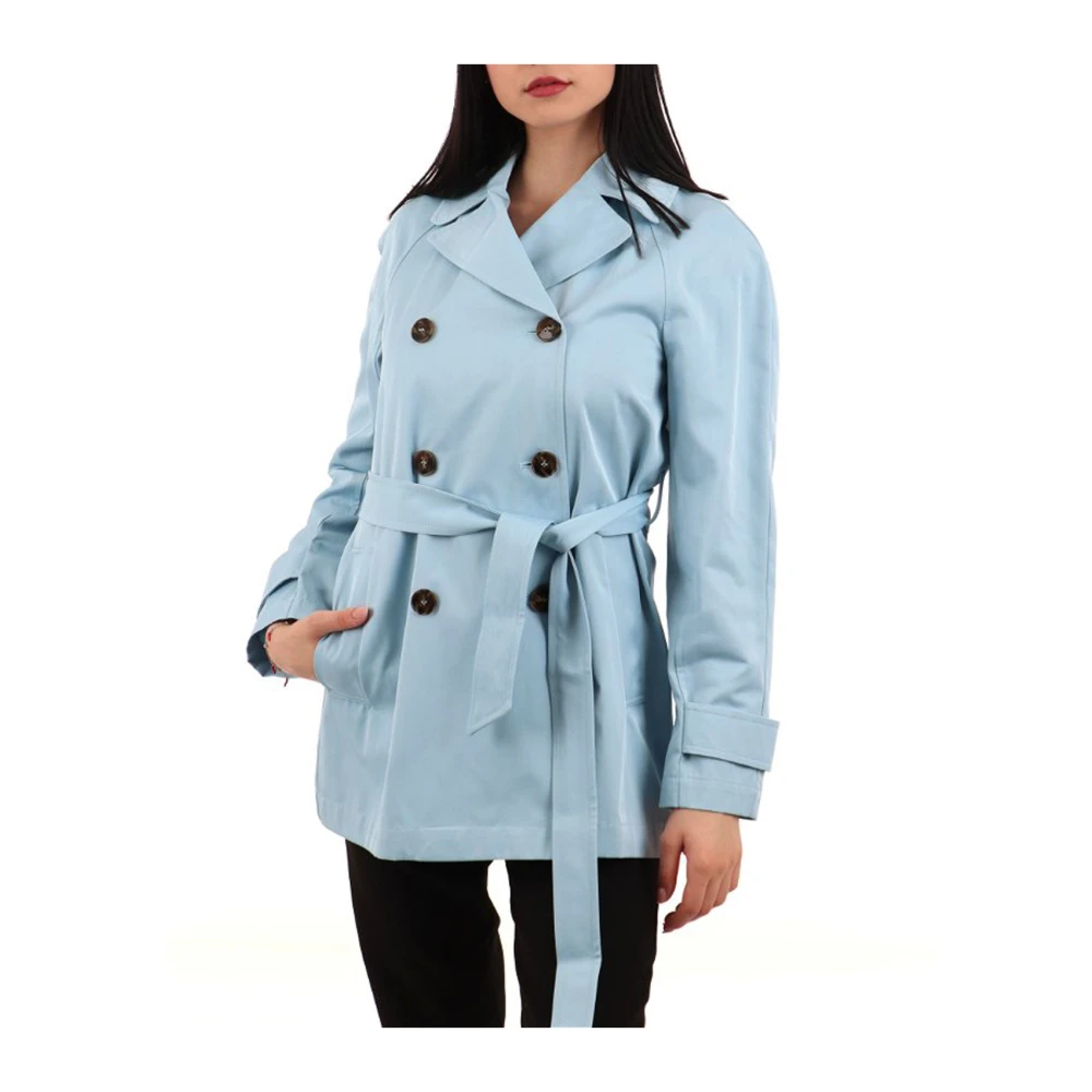 Emme DI Marella Heldere Blauwe Korte Waterdichte Trenchcoat Blue Dames