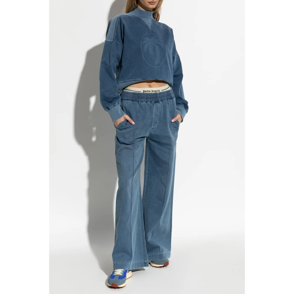 Palm Angels Sweatshirt met logo Blue Dames