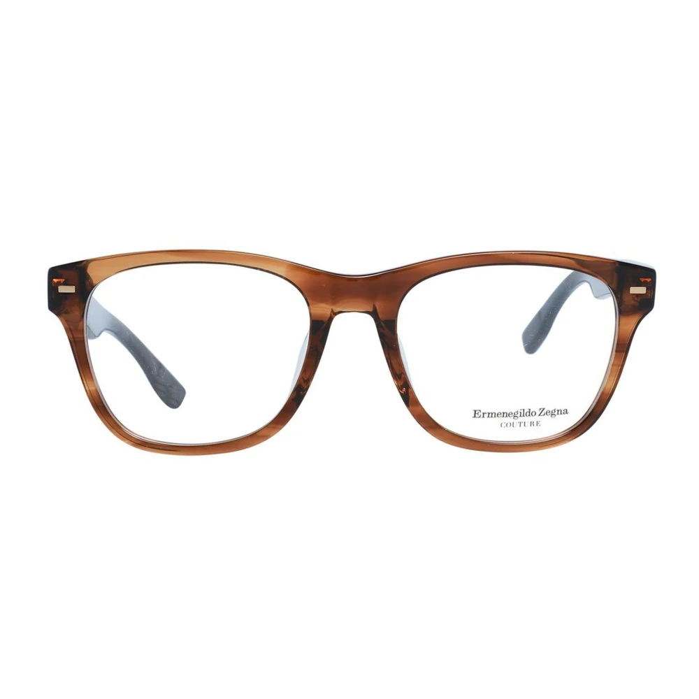Ermenegildo Zegna Bruine Rechthoekige Kunststof Optische Monturen Brown Heren