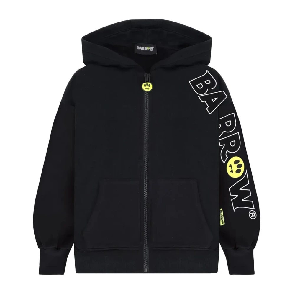 Barrow Black Kids Sweatshirts, Male, 14 Y, Zip Hoodie With Patch Smile