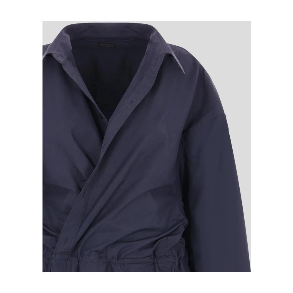 Balenciaga Katoenen Overhemdjurk Blue Dames