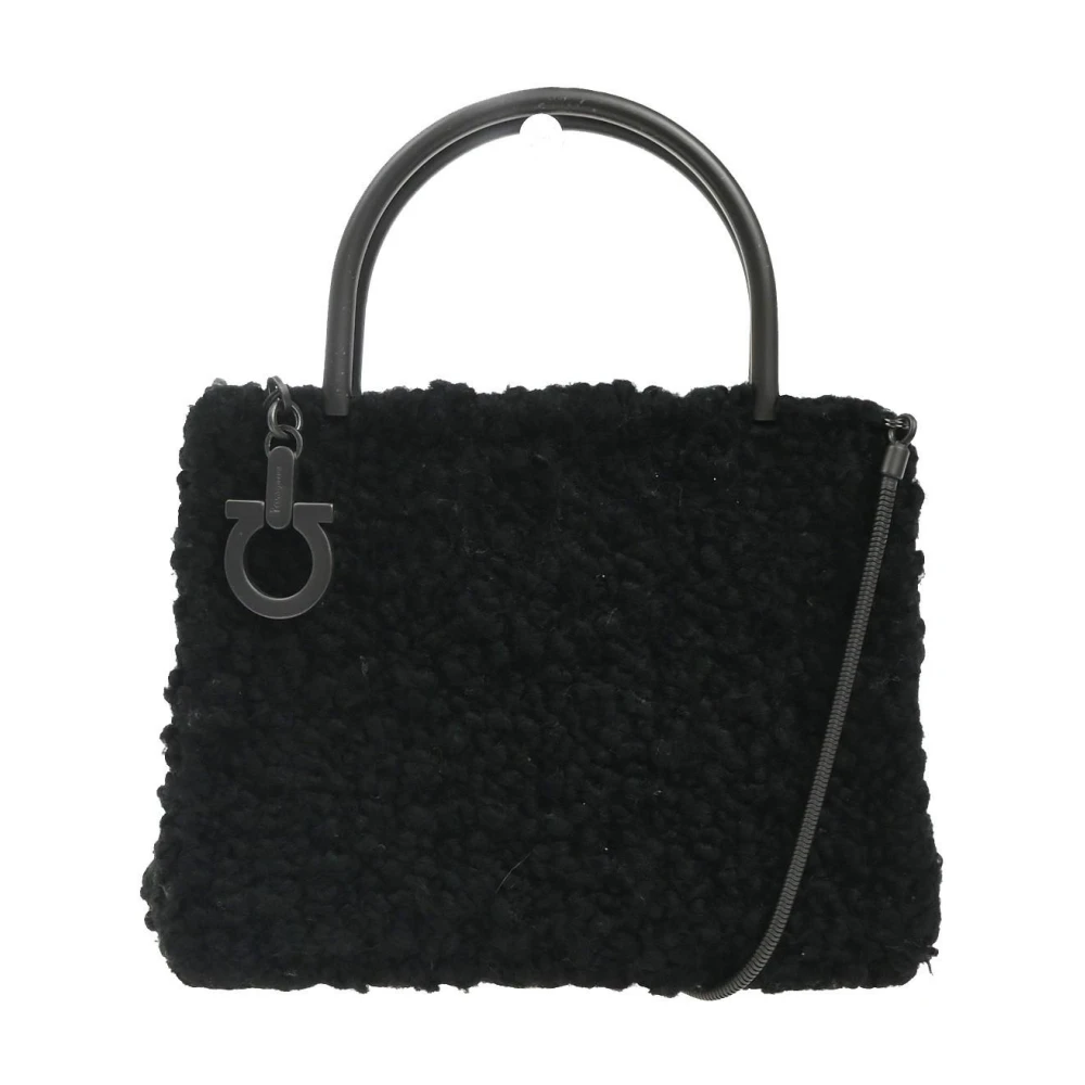Salvatore Ferragamo Pre-Owned Women's Black Pre-Owned Vintage Gancini Textured Tote Bag