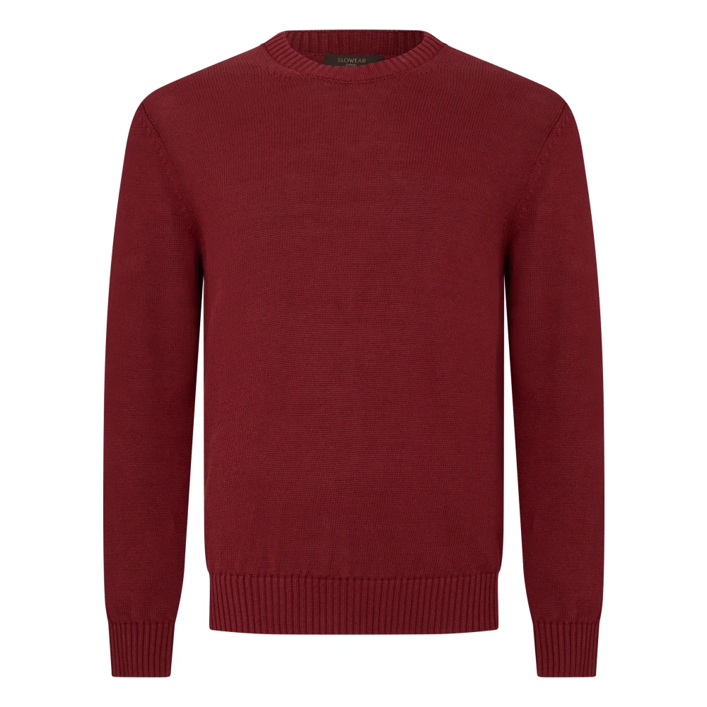 Slowear Mannelijk Rood Truien & Vesten Heren, Xl, Katoen, Trui Met Ronde Hals