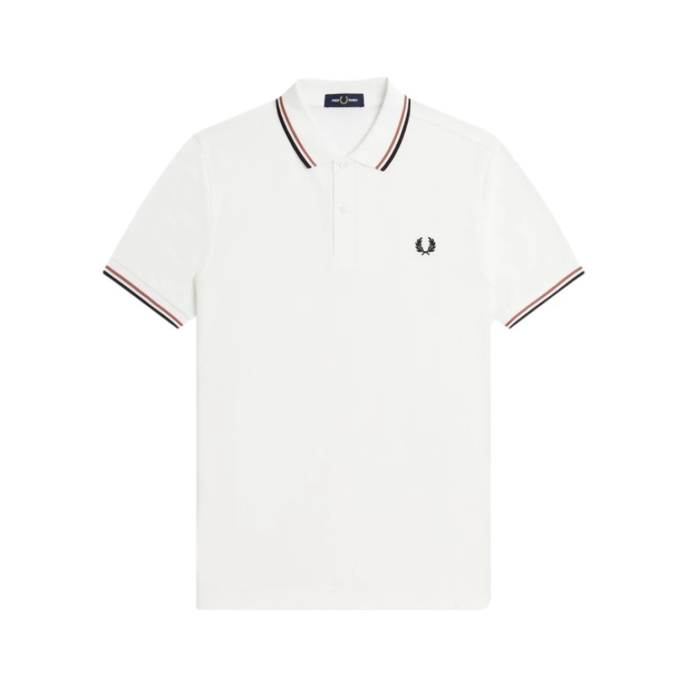 Fred Perry Vit Twin Tipped Polo Skjorta White, Herr