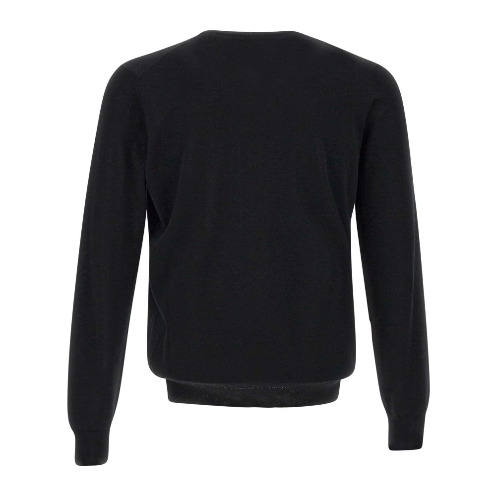 Filippo De Laurentiis Merino Wol Crew Neck Trui Zwart Black Heren