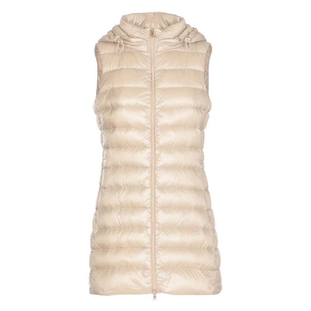 Herno Gewatteerde Beige Vest met Capuchon Beige Dames