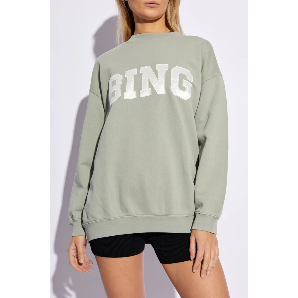 Anine Bing Tyler sweatshirt met logo Green Dames