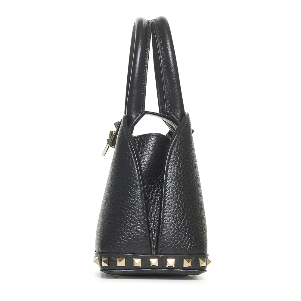 Valentino Garavani Zwarte leren schoudertas met studs Black Dames