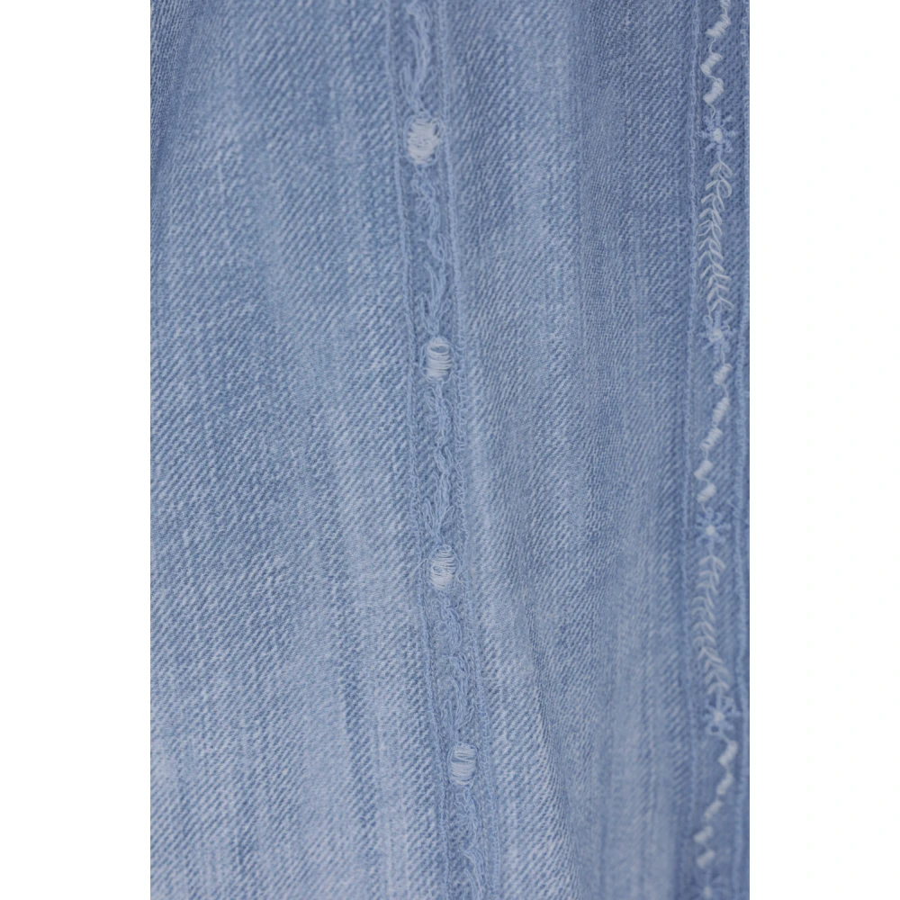 Ermanno Scervino Denim Print Kant Inzet Shirt Blue Dames