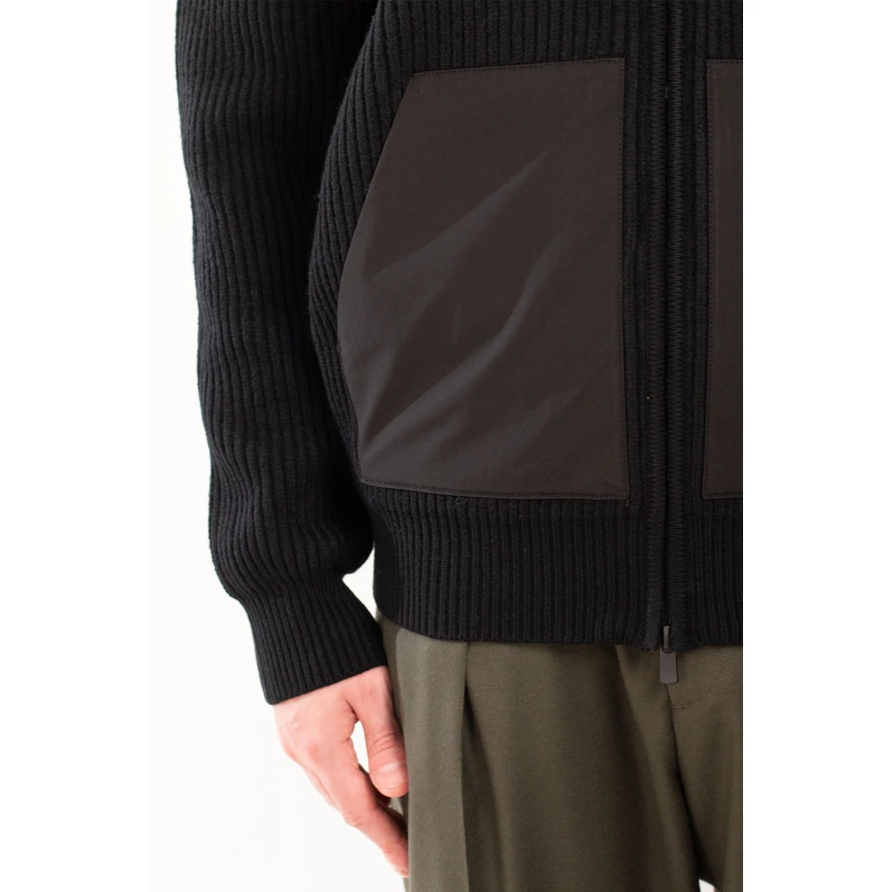 MC2 Saint Barth Merino Ribbed Hoodie Black Heren