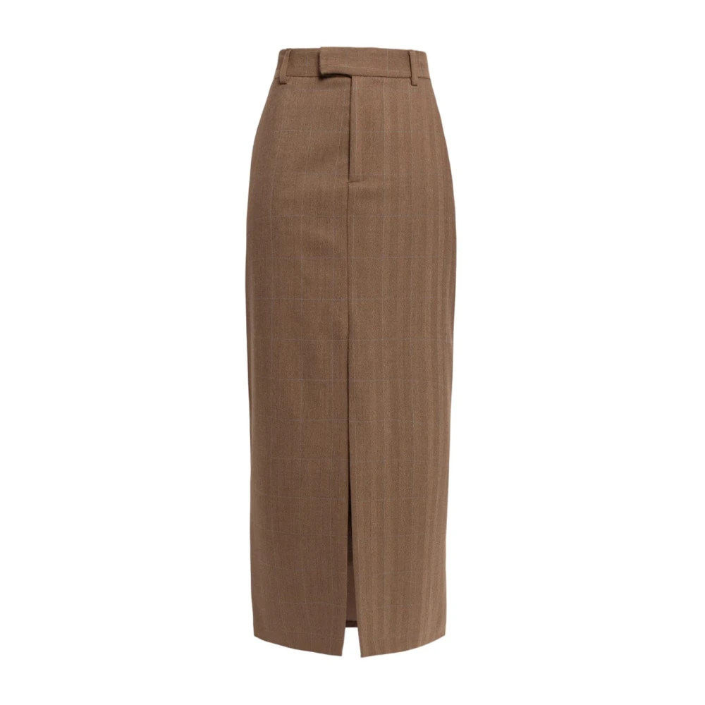Weili Zheng Lange Geplooide Wollen Rok Beige Dames