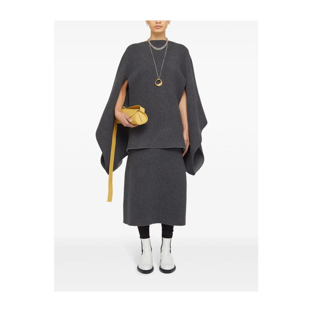 Jil Sander Grijze Wol-Kasjmier Cape Jas Gray Dames