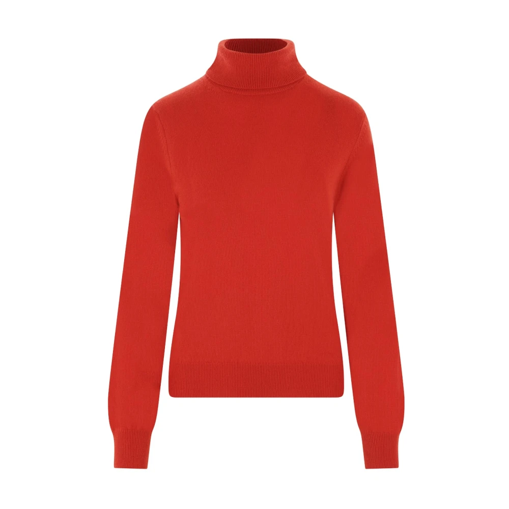 Comme des Garçons Rode Cashmere Trui Hoge Hals Geribbeld Red Dames