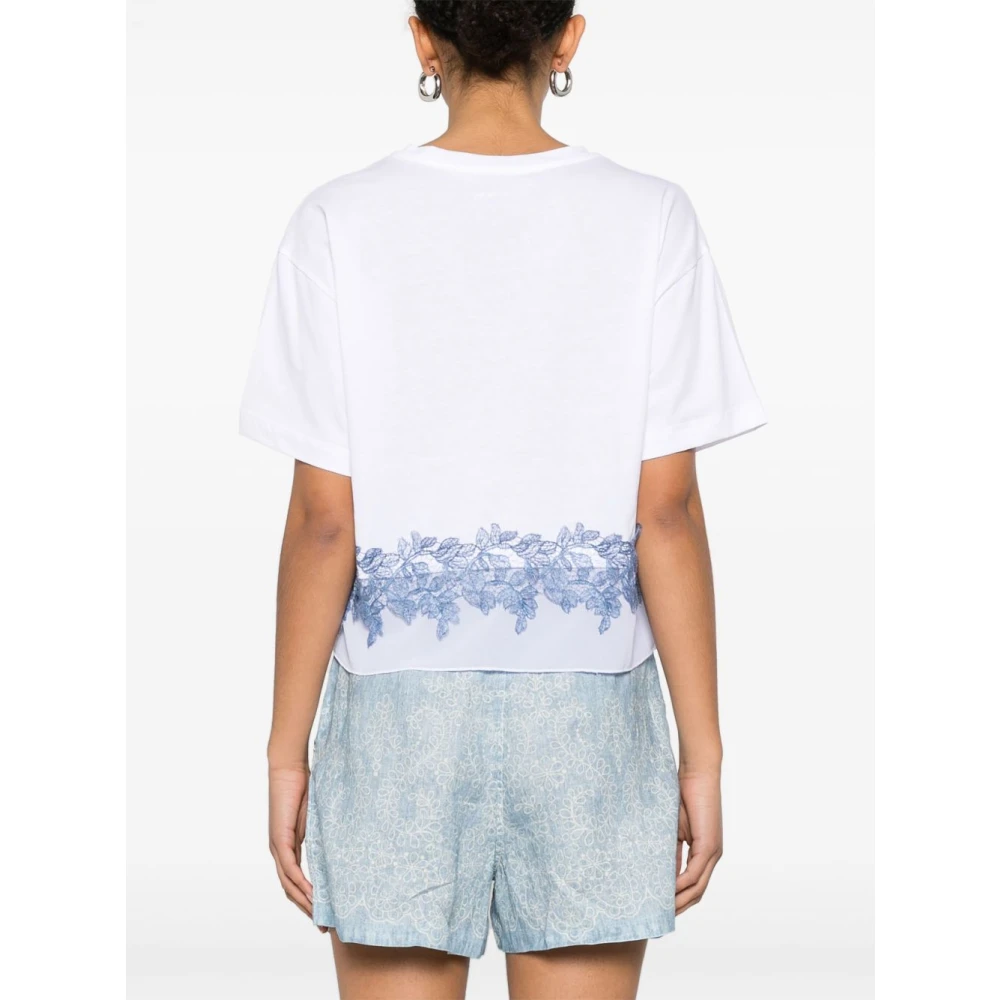 Ermanno Scervino Doorschijnende Panel Crew Neck T-shirt White Dames
