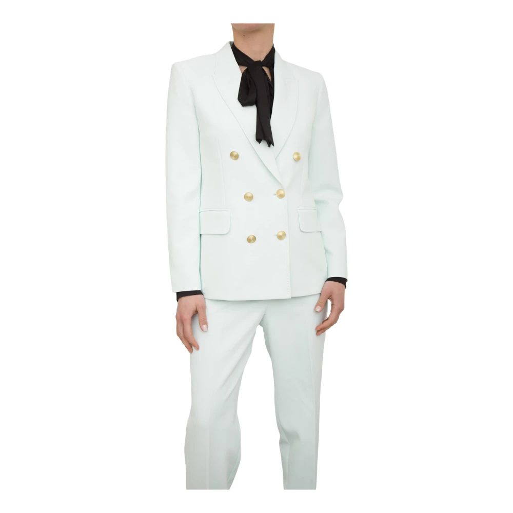 Nenette Women's Blue Double-Breasted Cady Poly Aqua Jacket