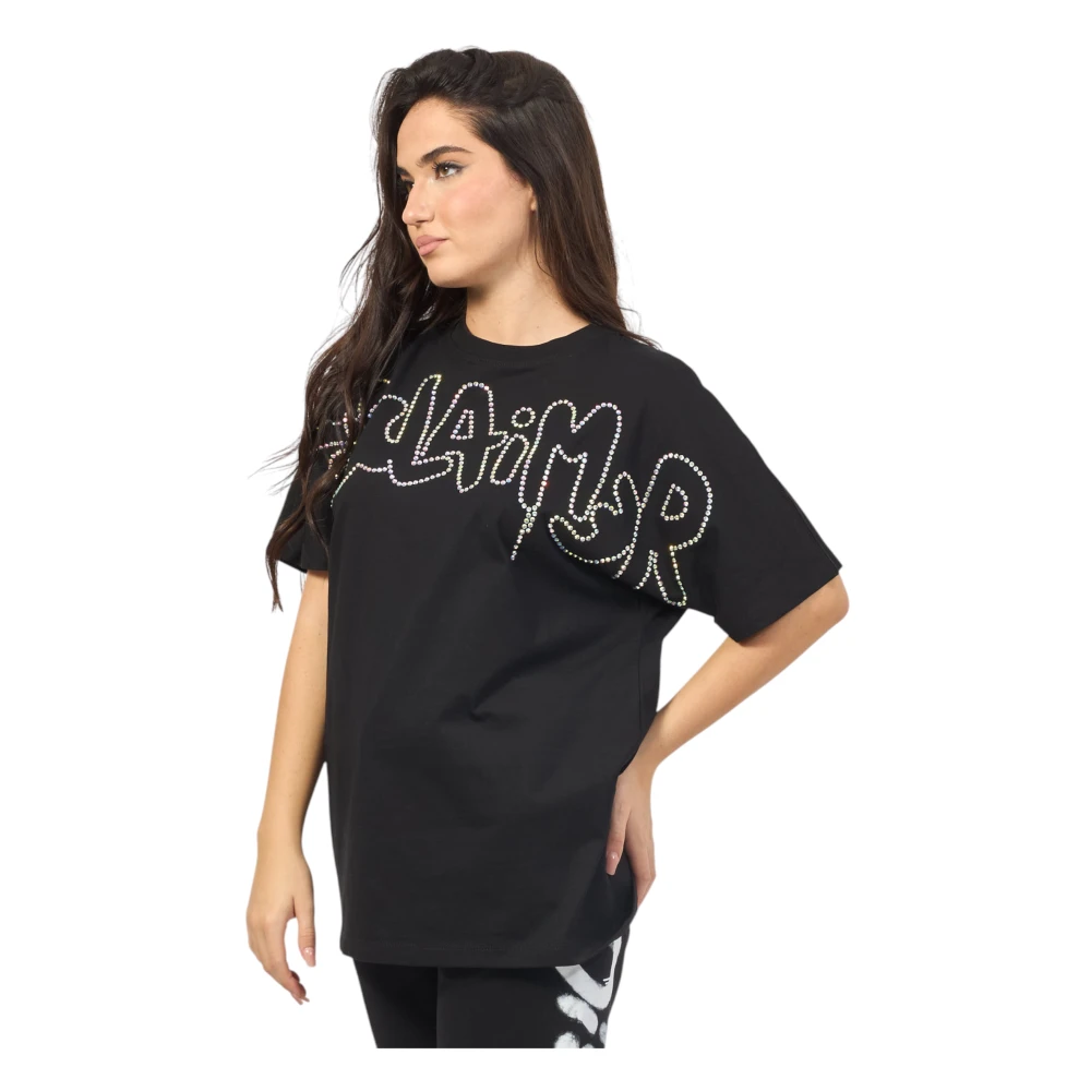 Disclaimer Katoenen T-shirt met Strass Black Dames