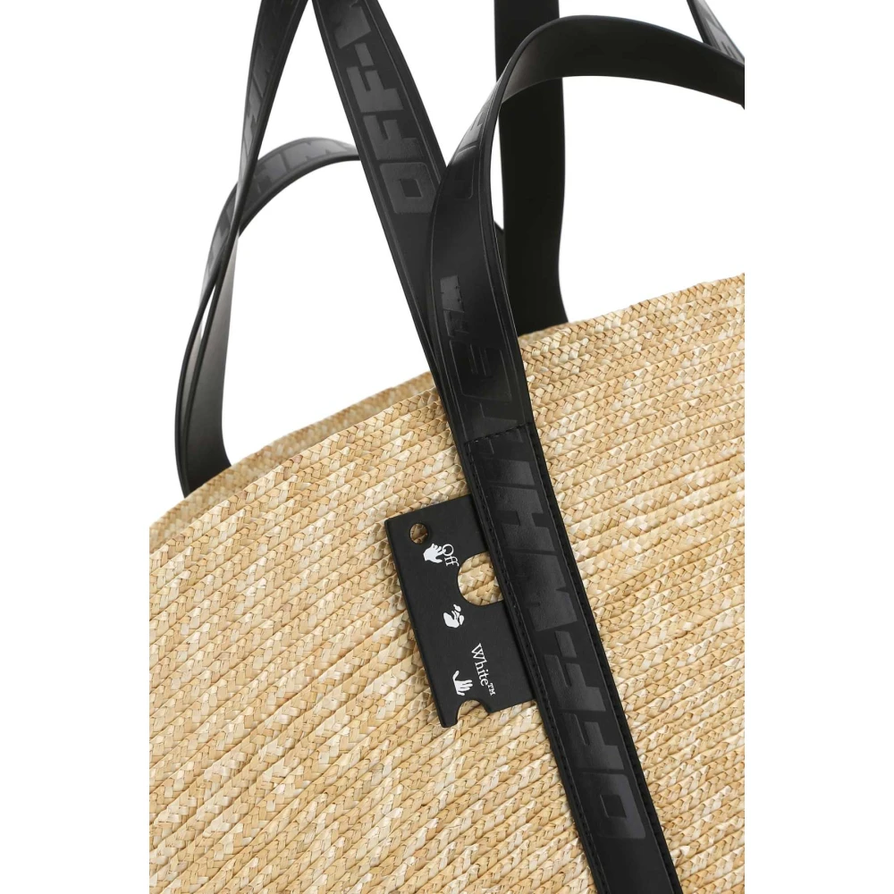 Off White Eco-Vriendelijke Straw Shopping Tas Beige Dames