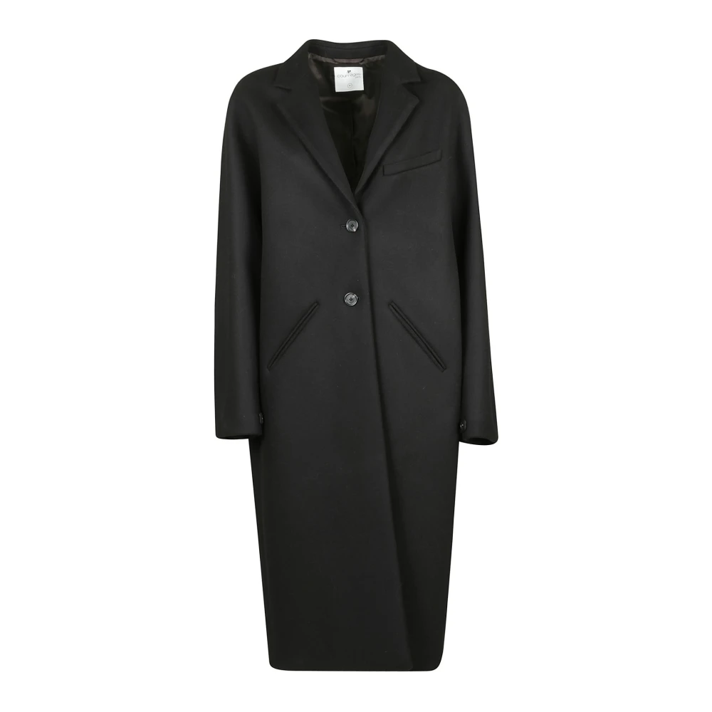 Courrèges Wollen Lange Jas Black Dames