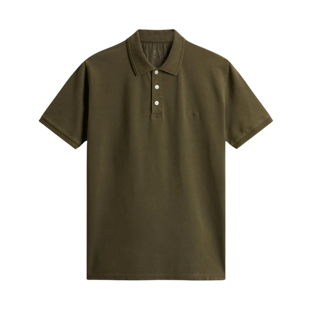 Woolrich Green Polo Shirts, Male, M, Classic Polo Shirt For Summer